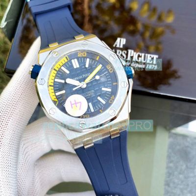 Audemars Piguet Royal Oak Offshore Diver Replica Watch SS Blue Dial Blue Rubber Strap 42MM